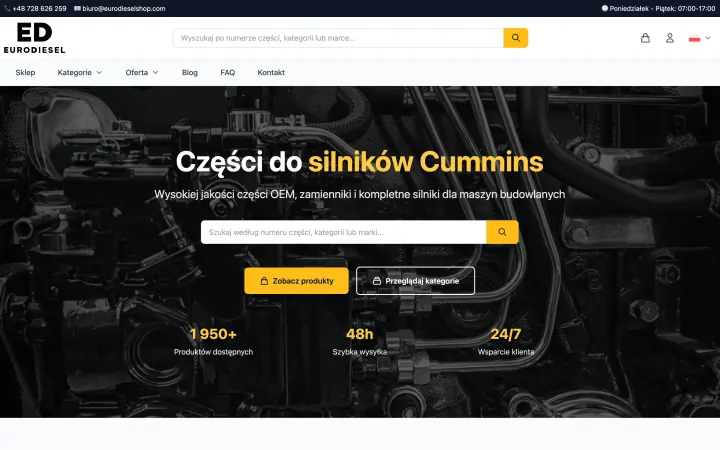 Sklep EuroDiesel Shop z katalogiem części do silników Cummins